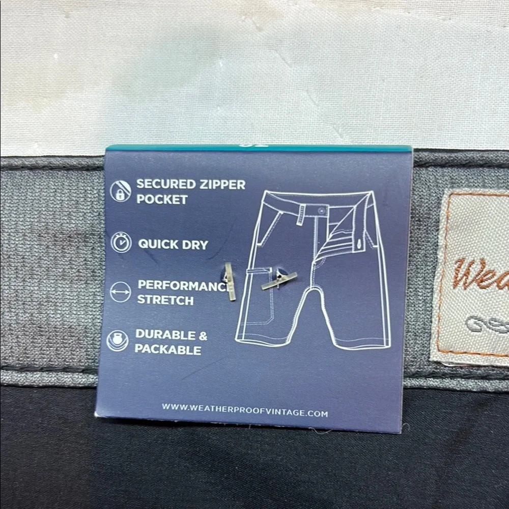 NWT Weatherproof Black Packable Hybrid Trail Shorts Quick Dry Stretch 10.5
